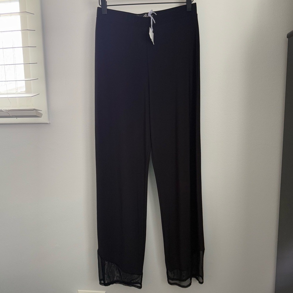 Sympli 6 NEW Honeycomb Mesh Shadow‎ Straight Pants High Rise Black Office Work